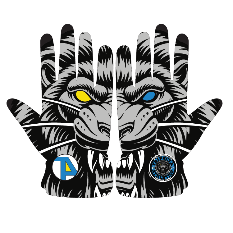 Custom Prints Lion Print Batting Gloves with leather front, lycra back, neoprene cuff, and shock-absorbent threading for durability and comfort